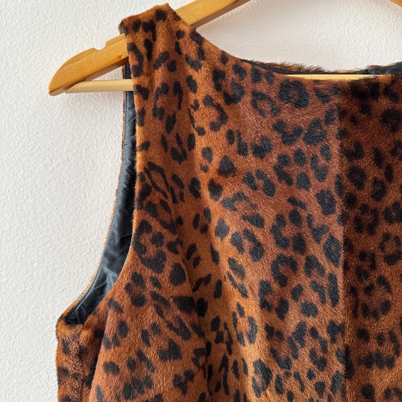 Ralph Lauren Purple Label Sleeveless Leopard Print Lamb Shearling Dress Size 12 - Picture 2 of 8
